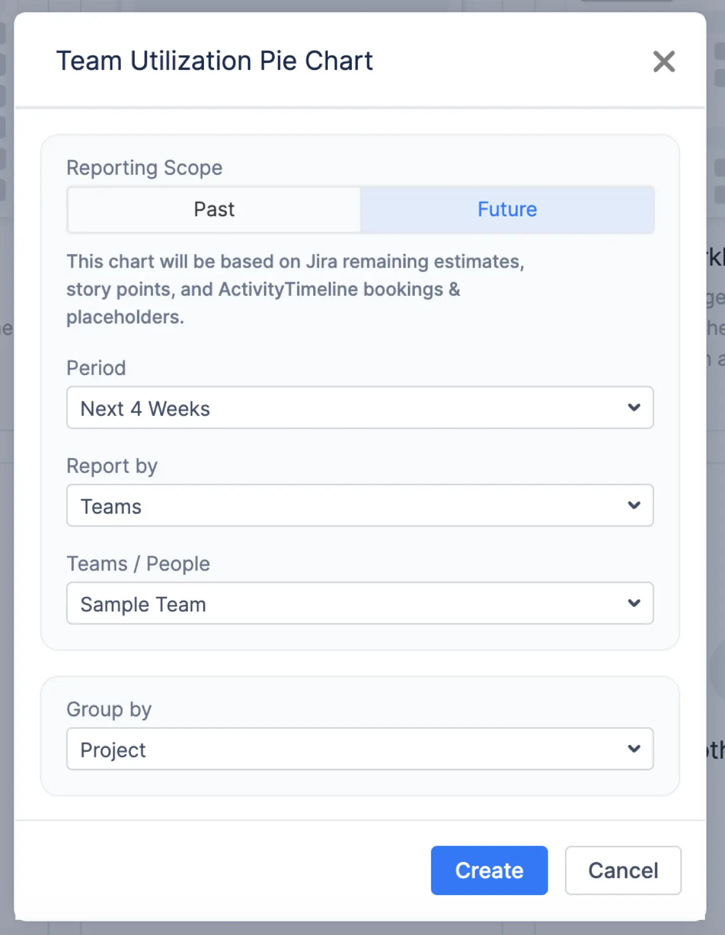 Chart generation popup