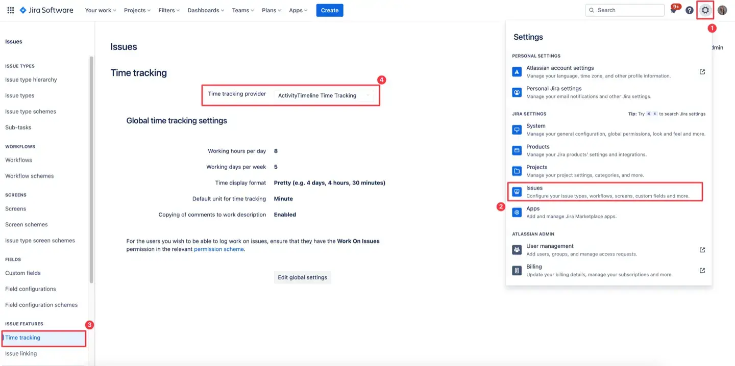 Time tracking configuration 
