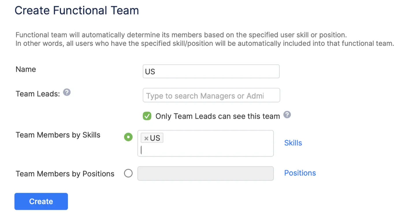 Functional Team’ feature in ActivityTimeline