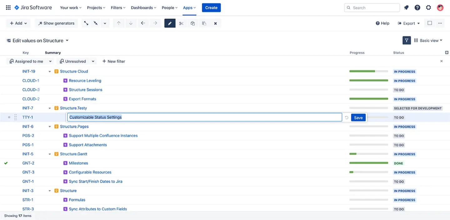 Structure’s dashboard