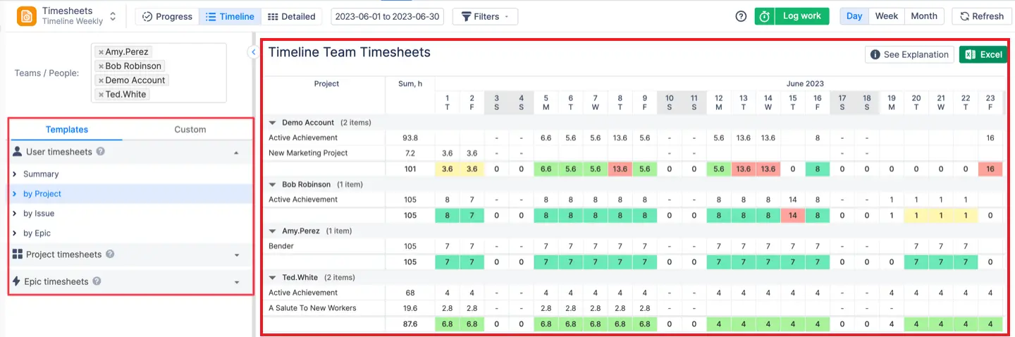 Timeline Timesheet View