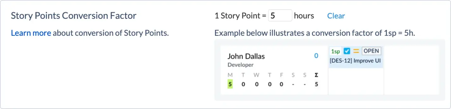 Story points conversion factor