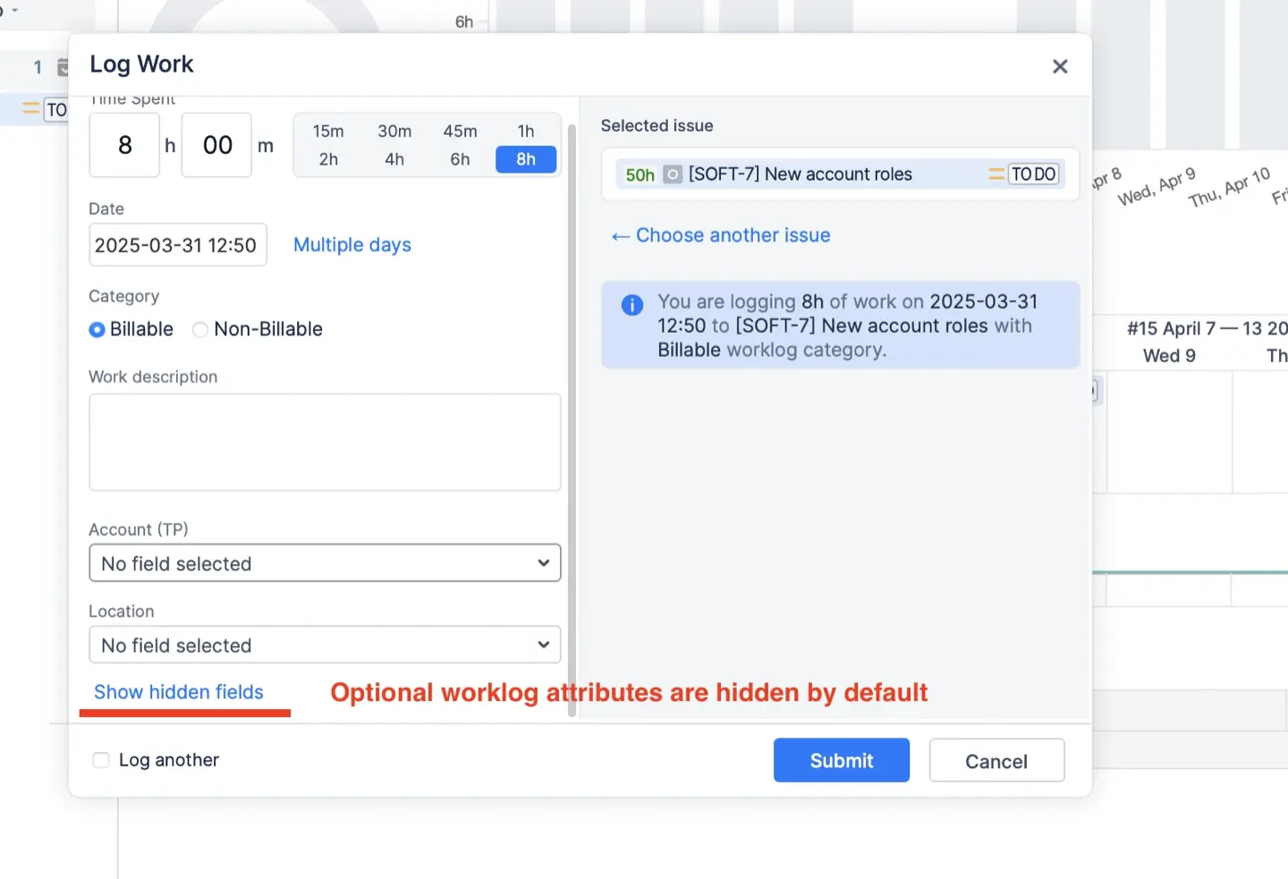 Example of an optional attribute