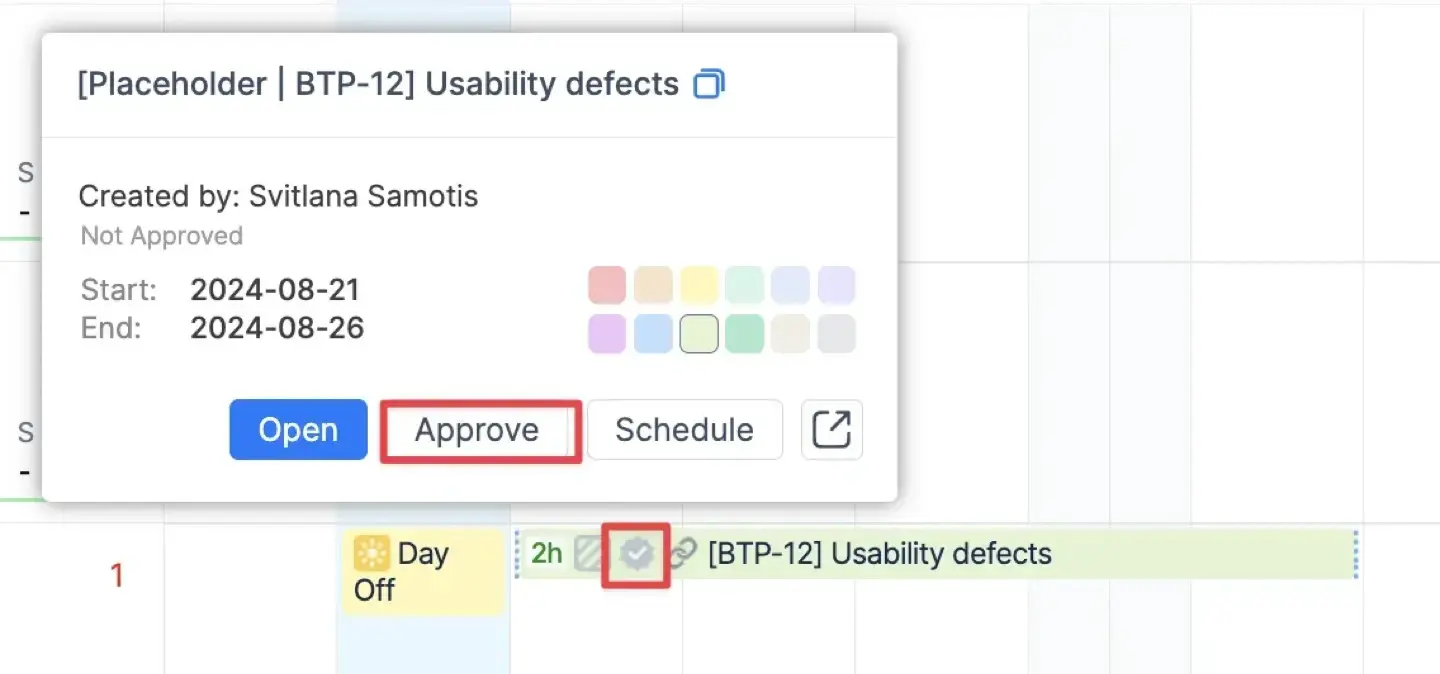 Placeholder tasks on a timeline