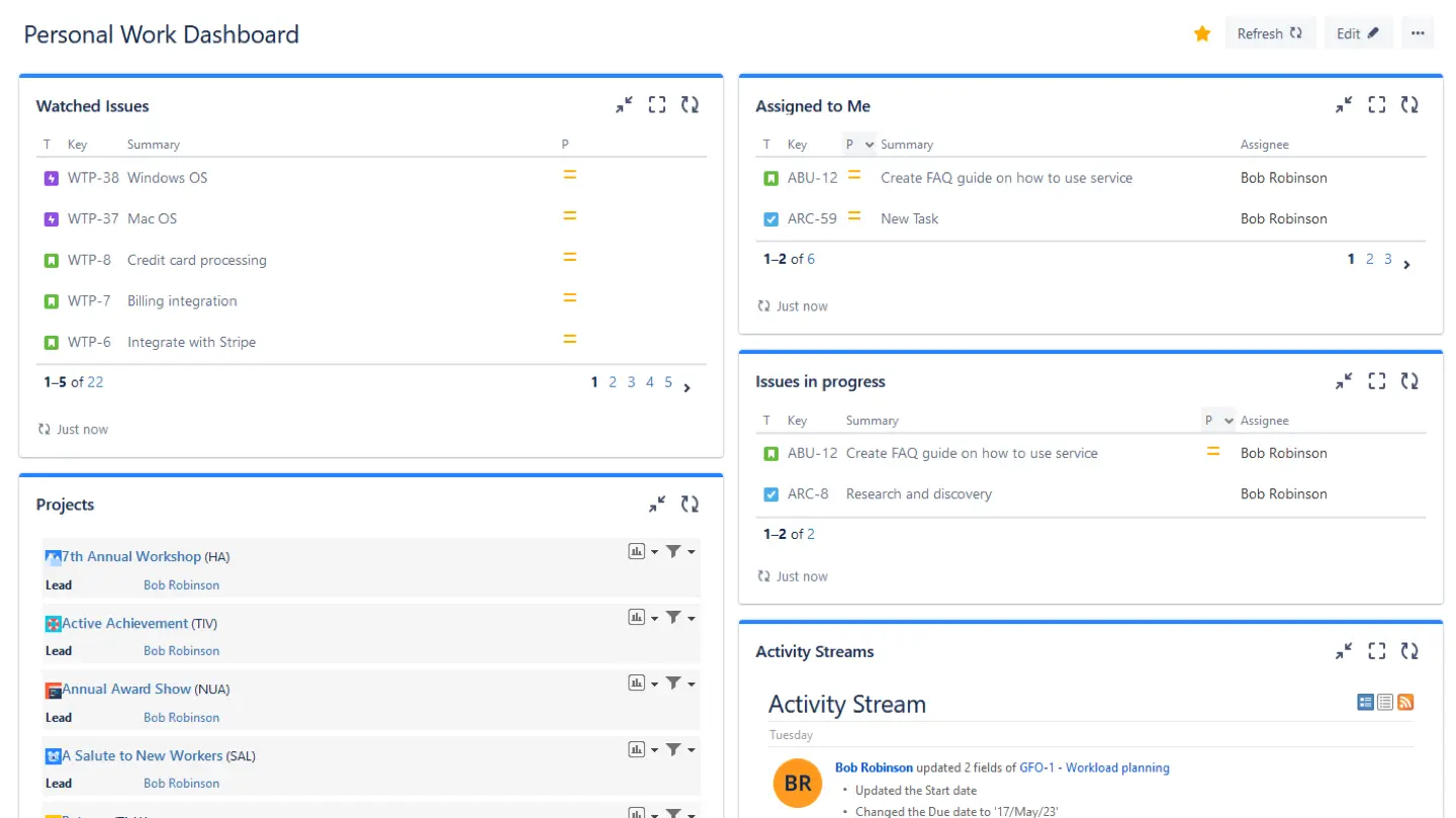 Personal dashboard in Jira