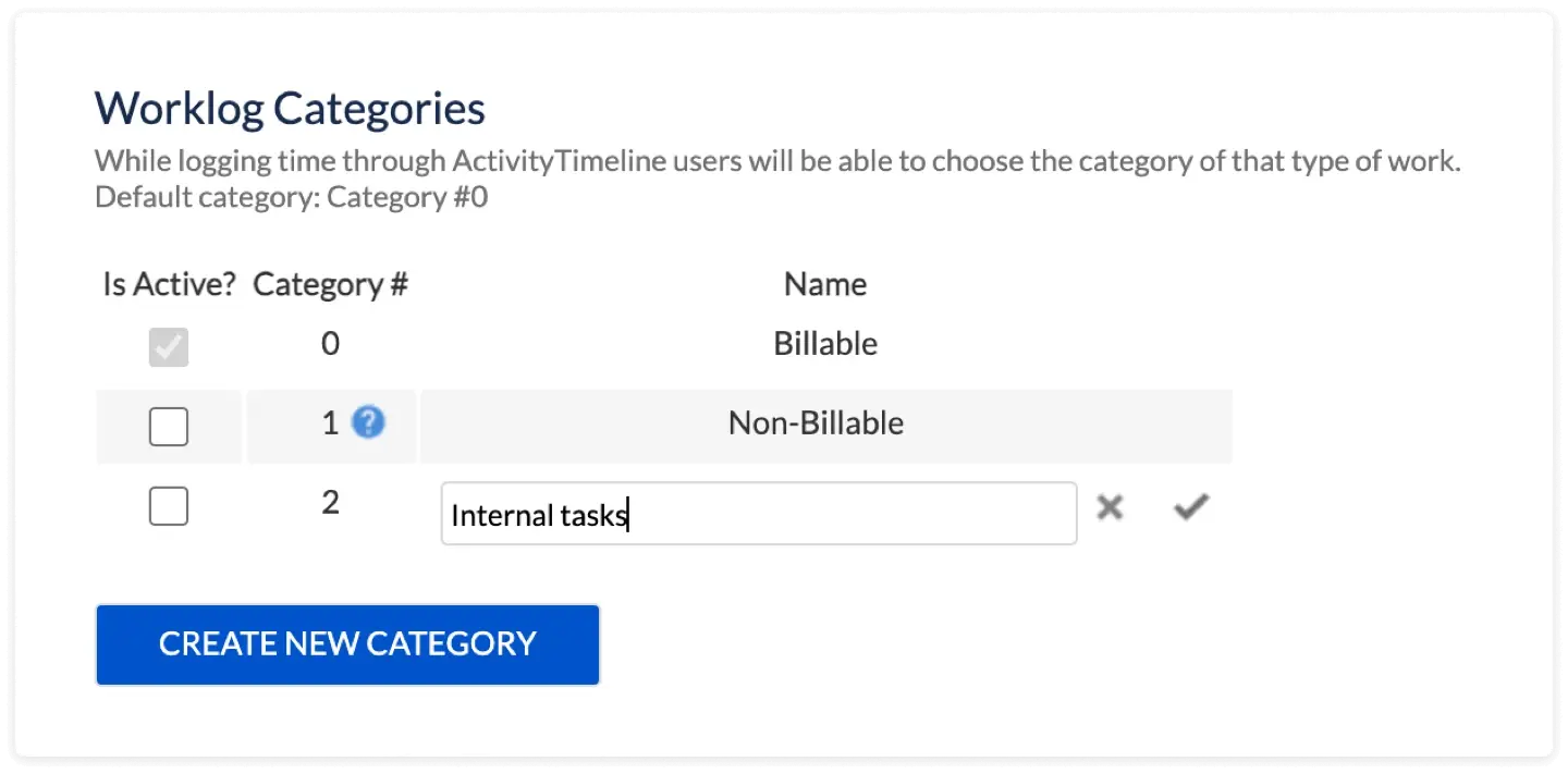 Worklog Categories