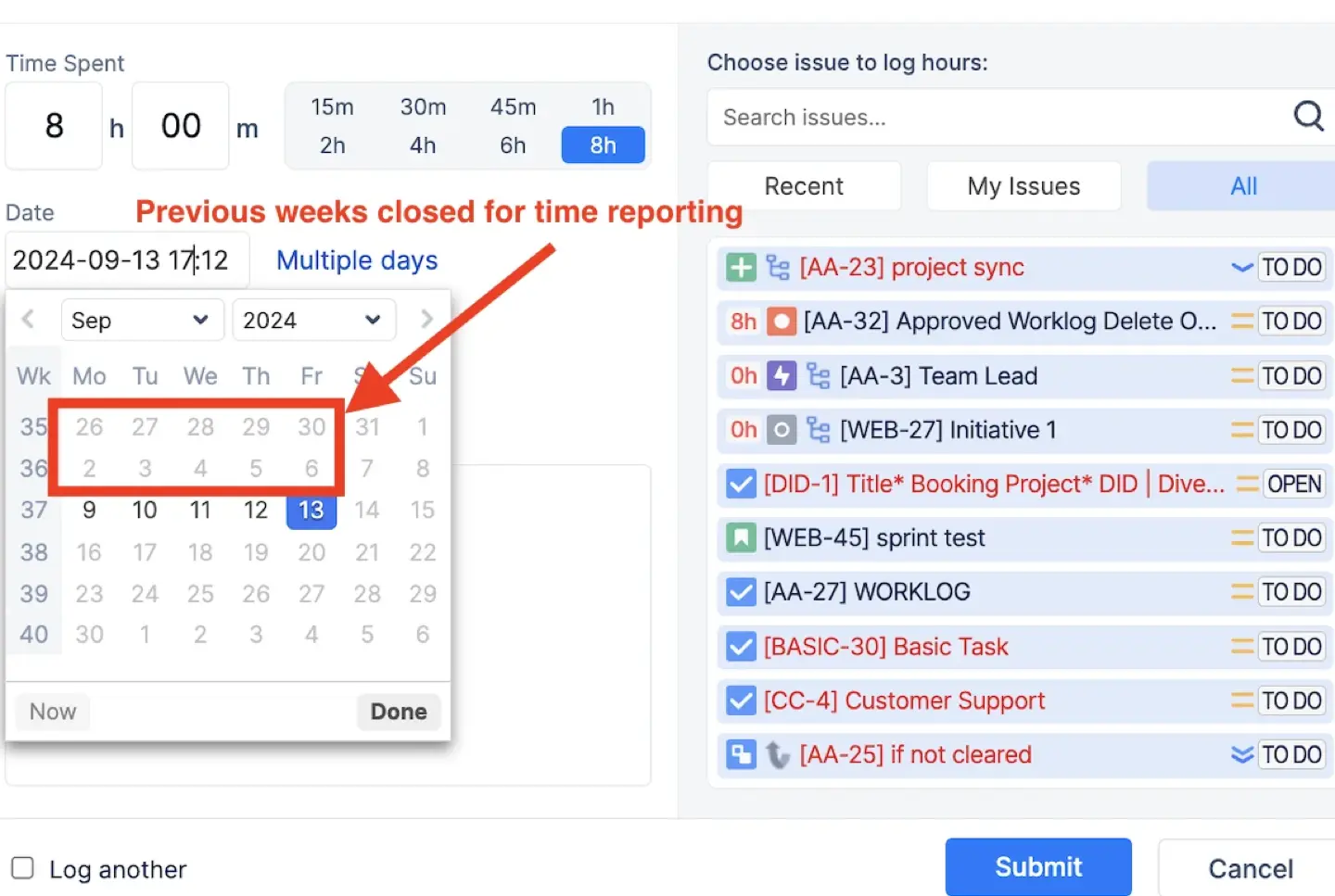 Closed reporting periods for reporting