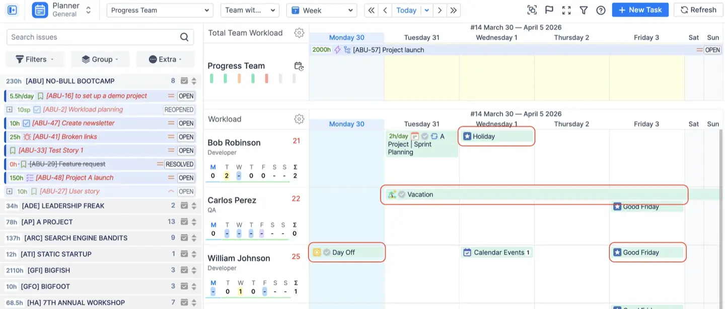 “Day Off” event type