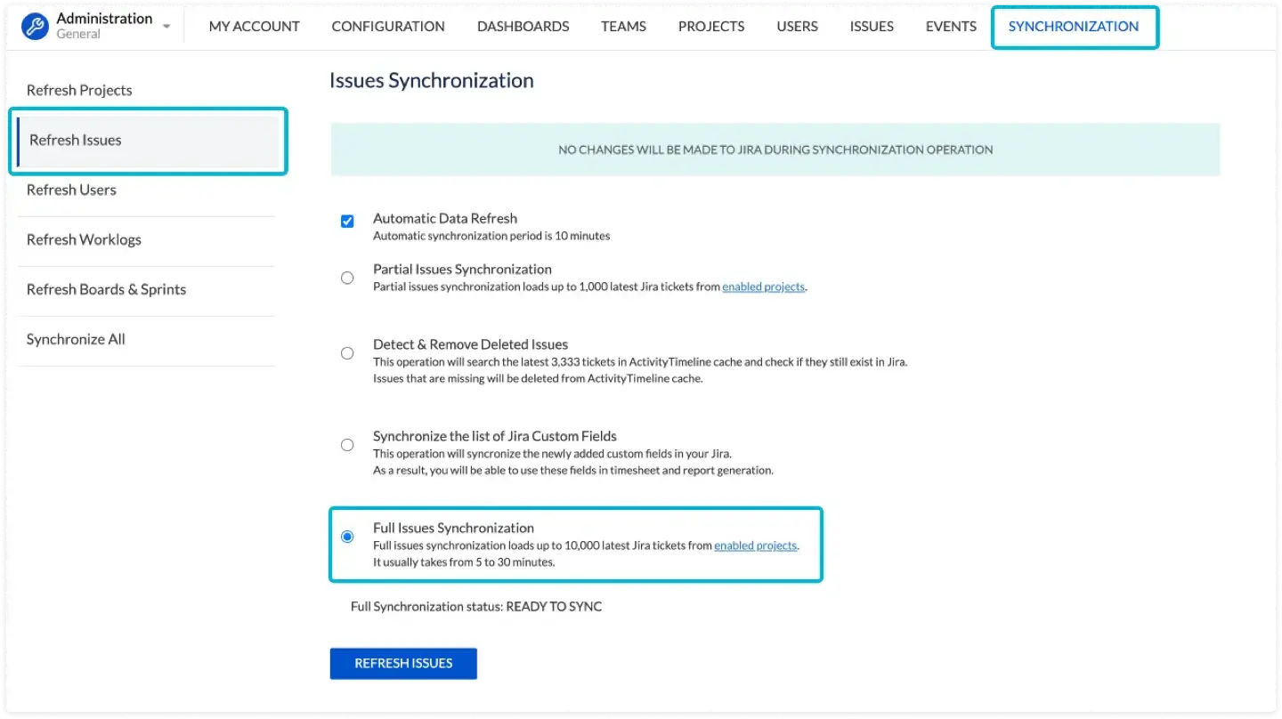 Synchronization in ActivityTimeline