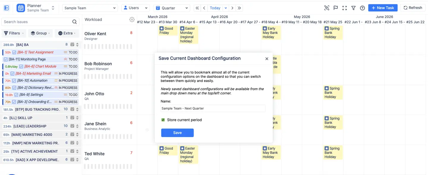 "Store current period" feature