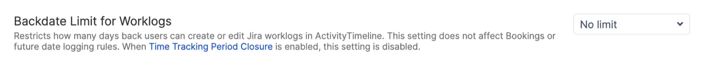 Past Worklog Limit setting