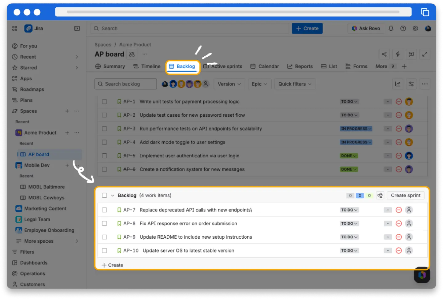Backlog in Jira