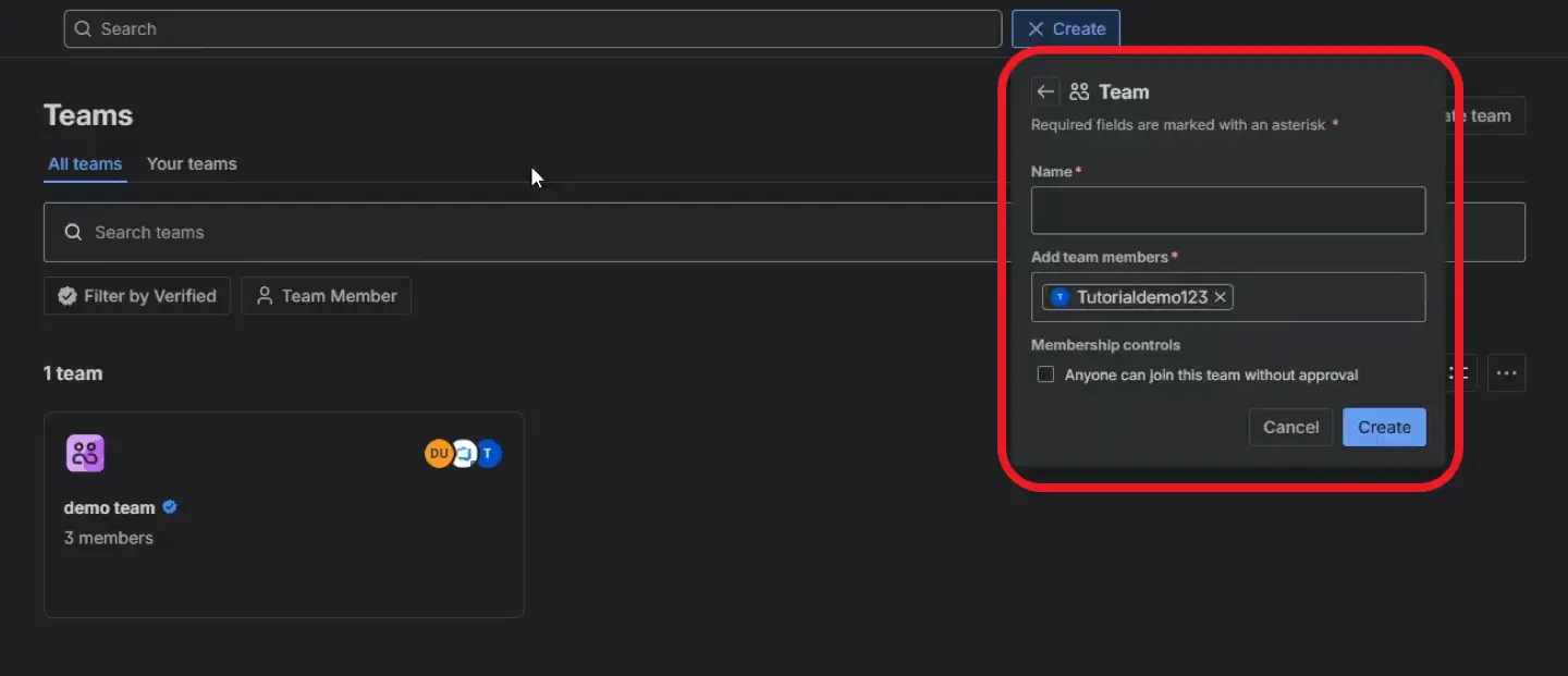 Adding Team Details