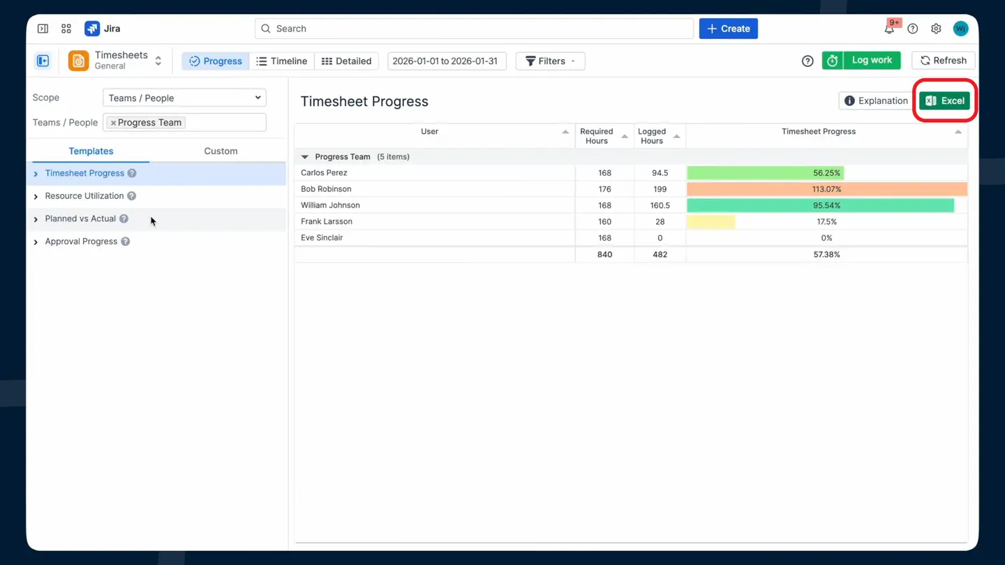 Export as an Excel file