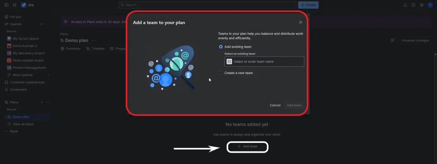 Create a team in Jira