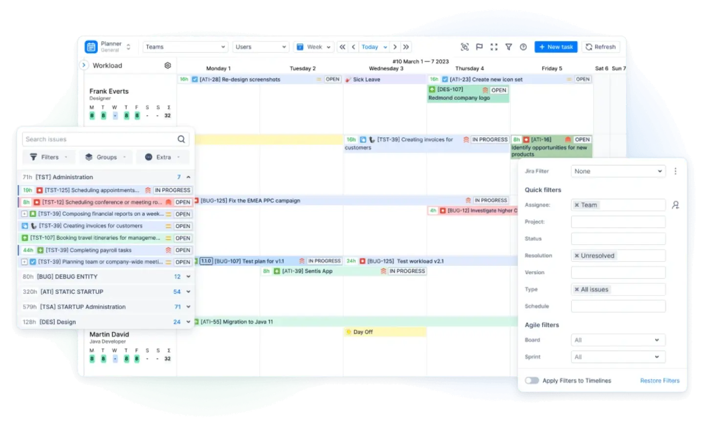 ActivityTimeline planner view