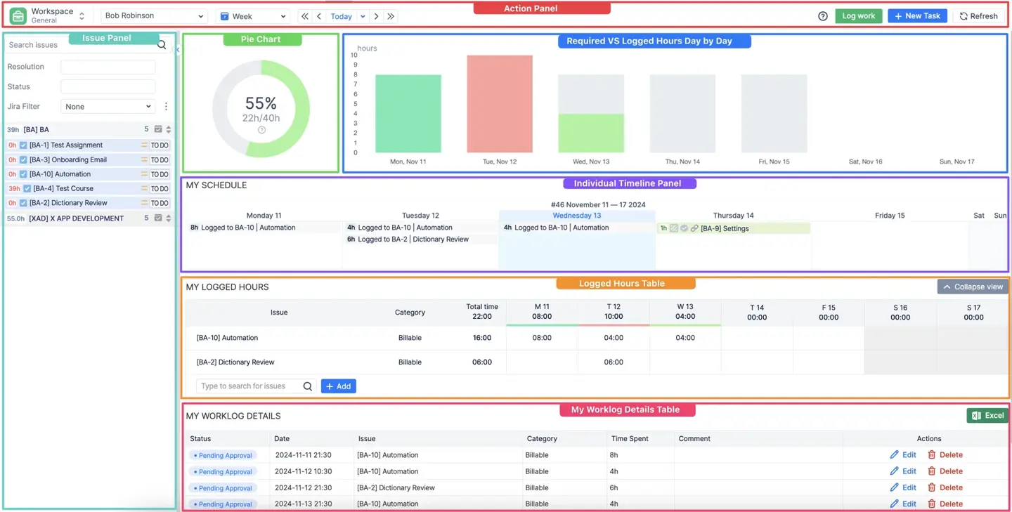 Tracking time from the personal Workspace
