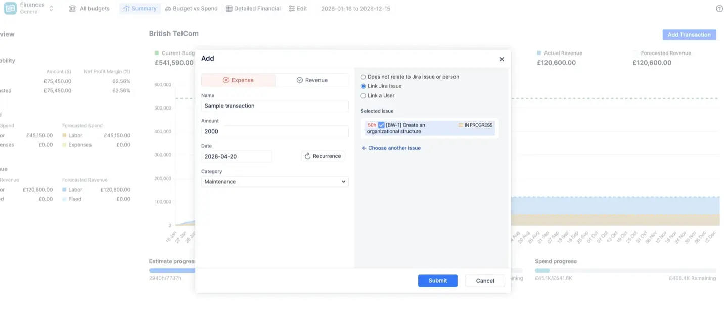Adding transactions to track expenses