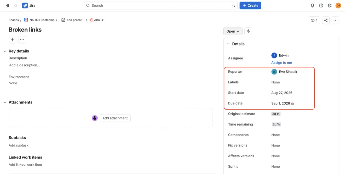 Alt: a Jira issue with the Time Tracking panel showing Original Estimate, Remaining Estimate and Time Spent, and the native Log Work dialog open beside it.