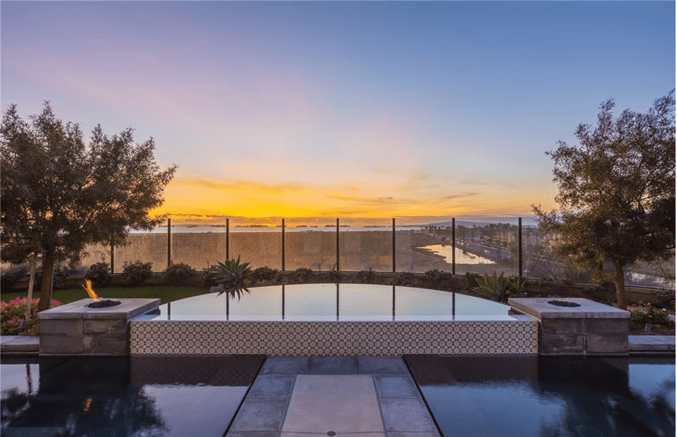 Backyard pool with ocean views