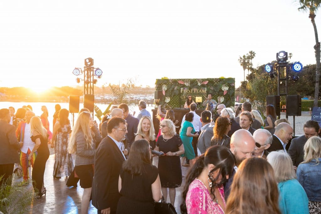 Aerial view of event on the sand