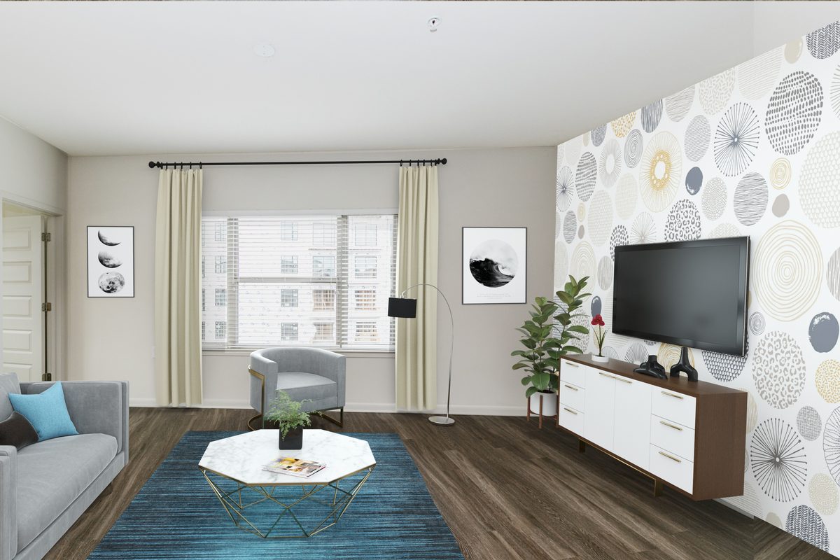 The living and dining room in a two bedroom home at Ayla on Krog
