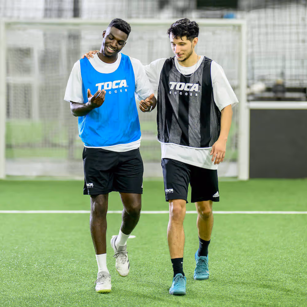 Young soccer enjoying game