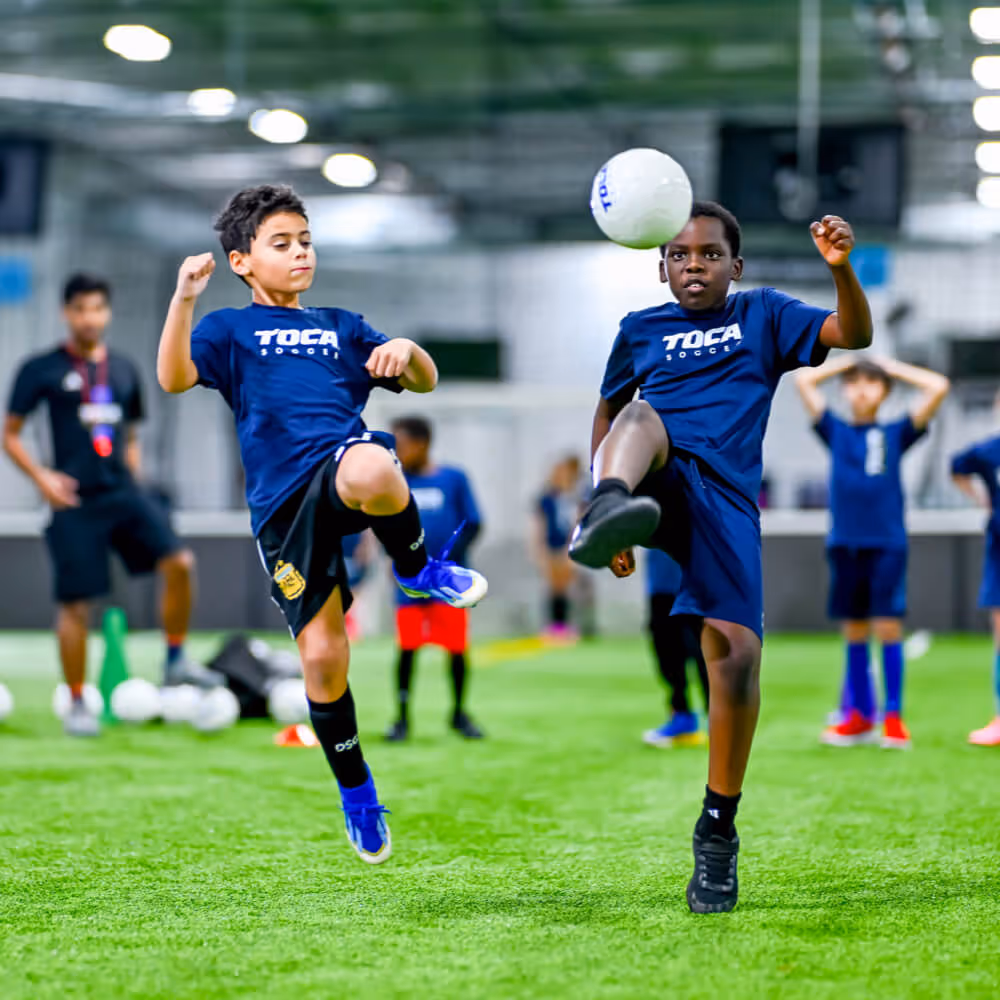 Young soccer player at goal