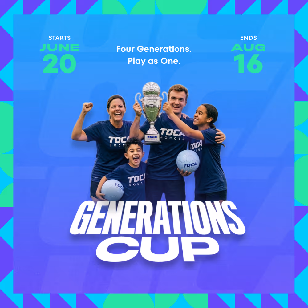 Four TOCA players of different generations celebrating with a trophy. Generations Cup, June 20 to August 16