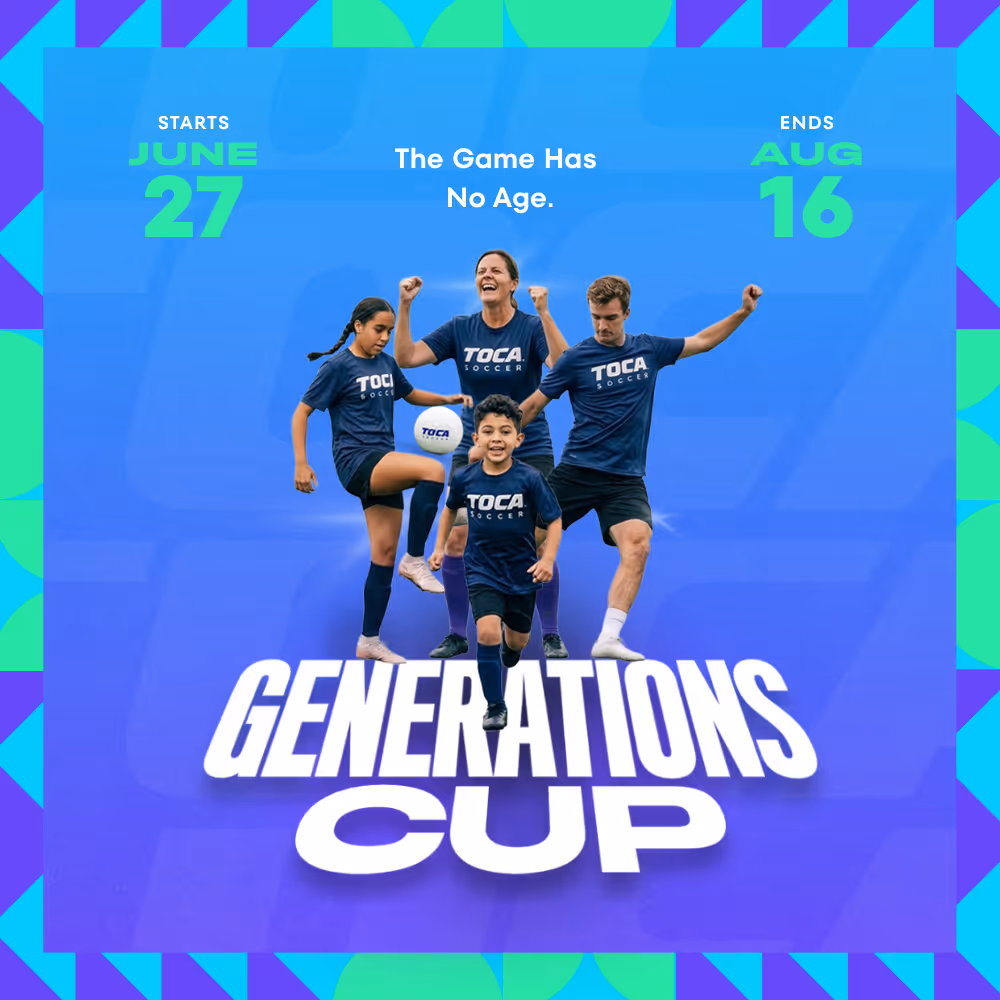 Four TOCA players of different generations celebrating with a trophy. Generations Cup, June 27 to July 25