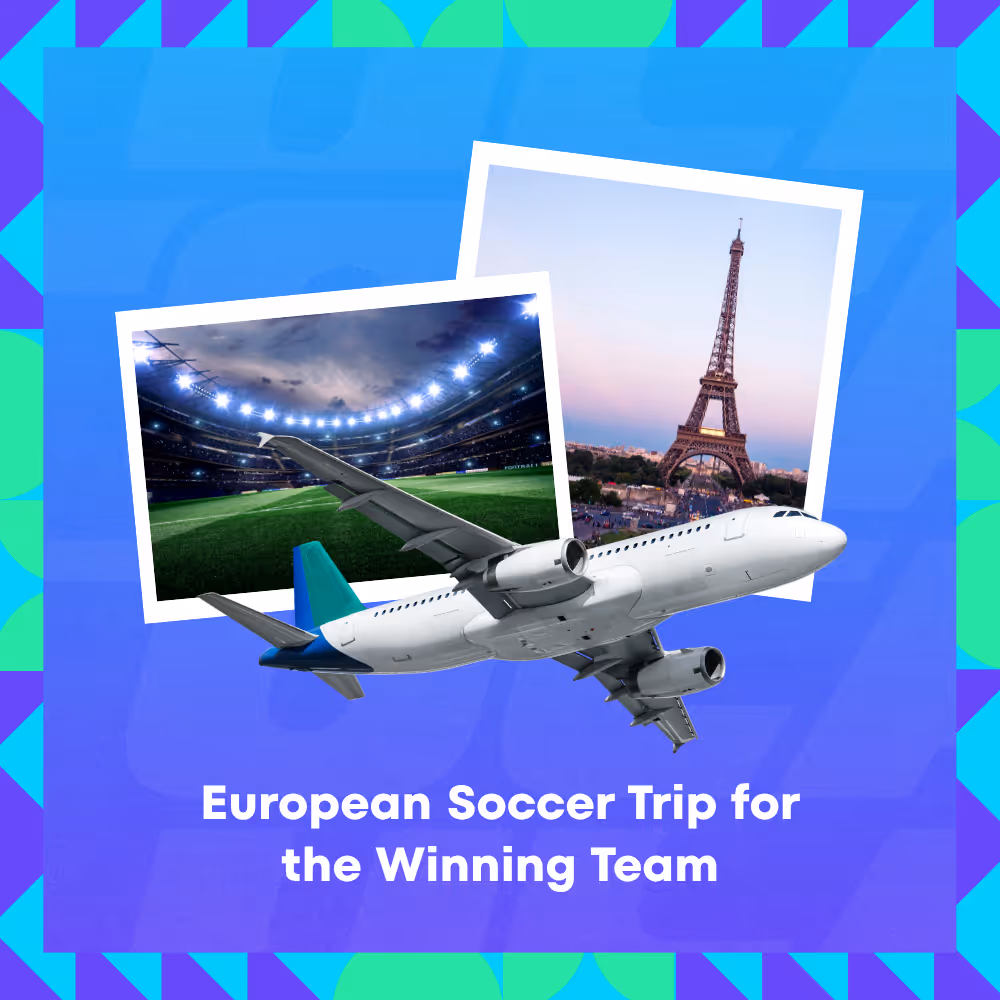 Airplane and Eiffel Tower polaroid photos on Generations Cup European Soccer Trip prize card