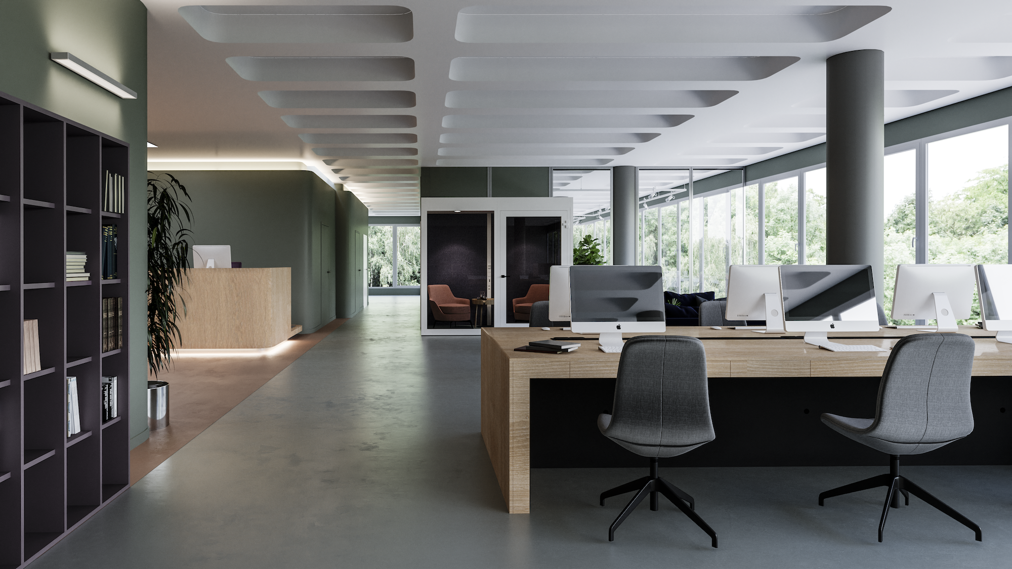Quiet room seamlessly located in an open office landscape