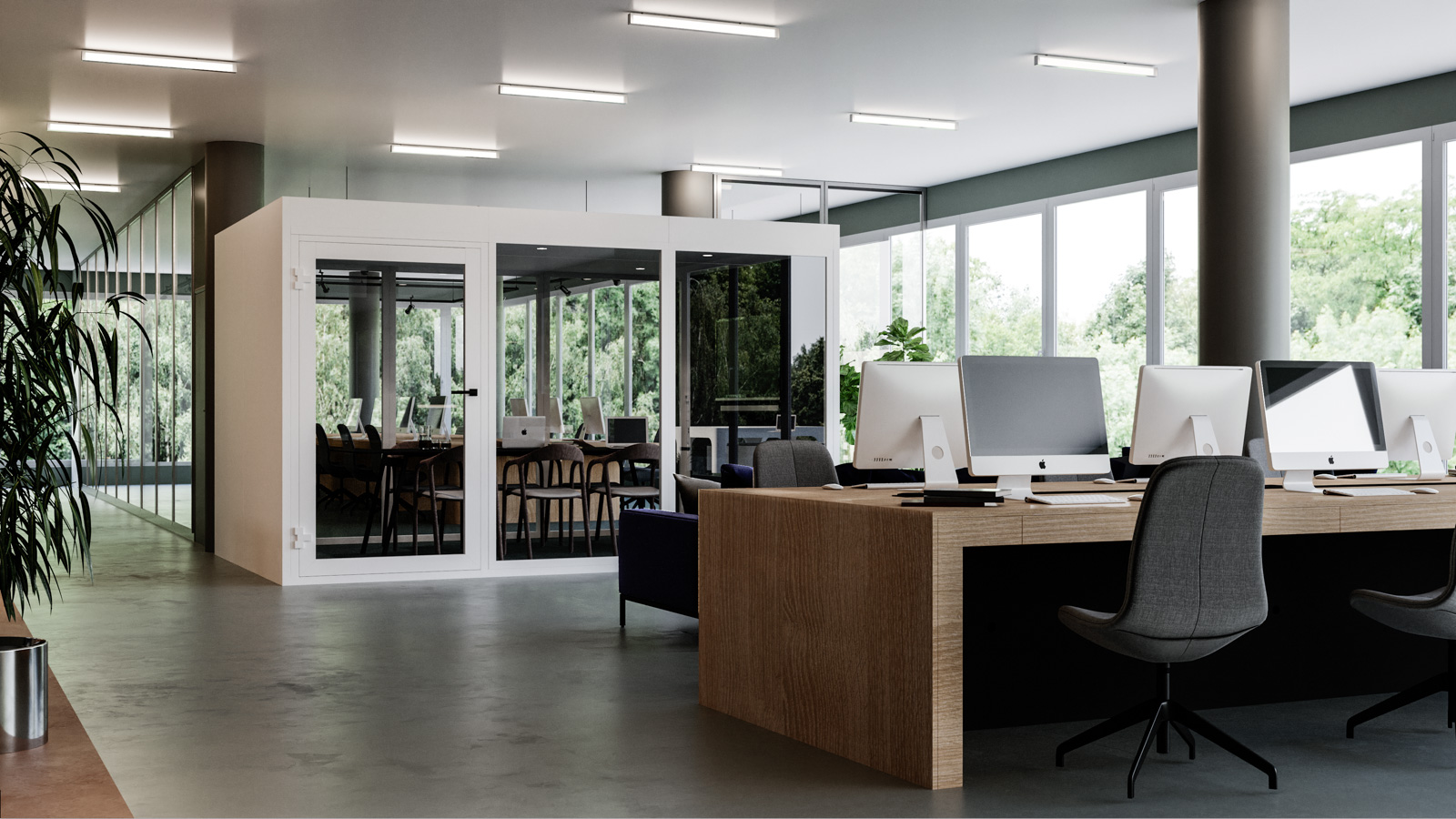 Quiet room seamlessly located in an open office landscape