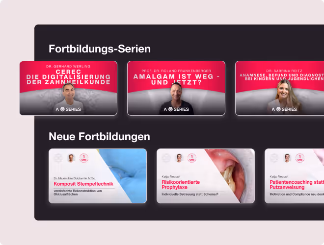 Verschiedene Cover von digitalen Fortbildungen zur Zahnmedizin bei Crocodile.