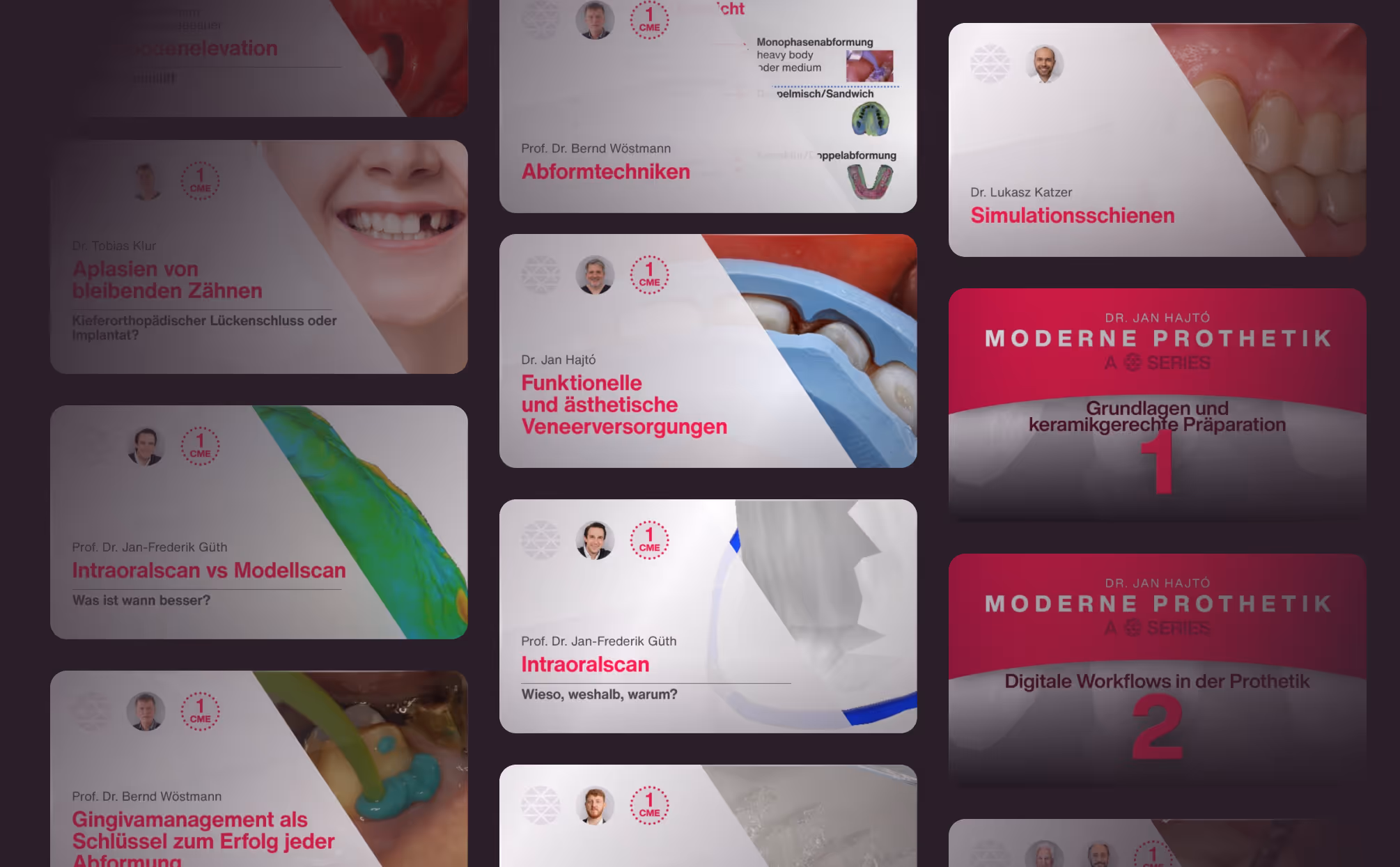 Mehrere Fortbildungen zur Prothetik - dargestellt in mehrere Cover.