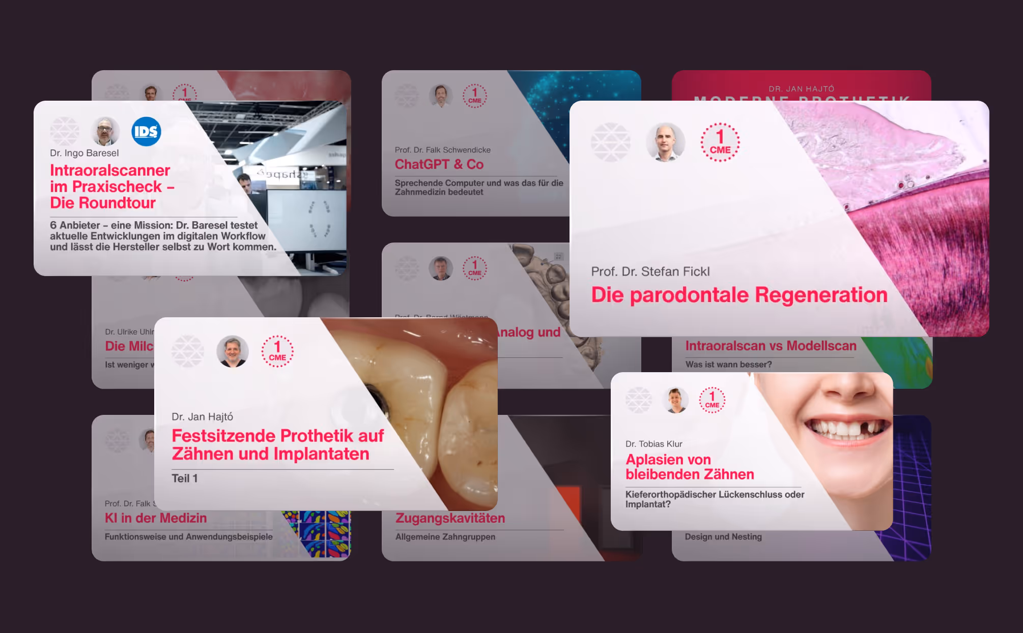 Darstellung verschiedener zahnärztlicher Online-Fortbildungen bei Crocodile.