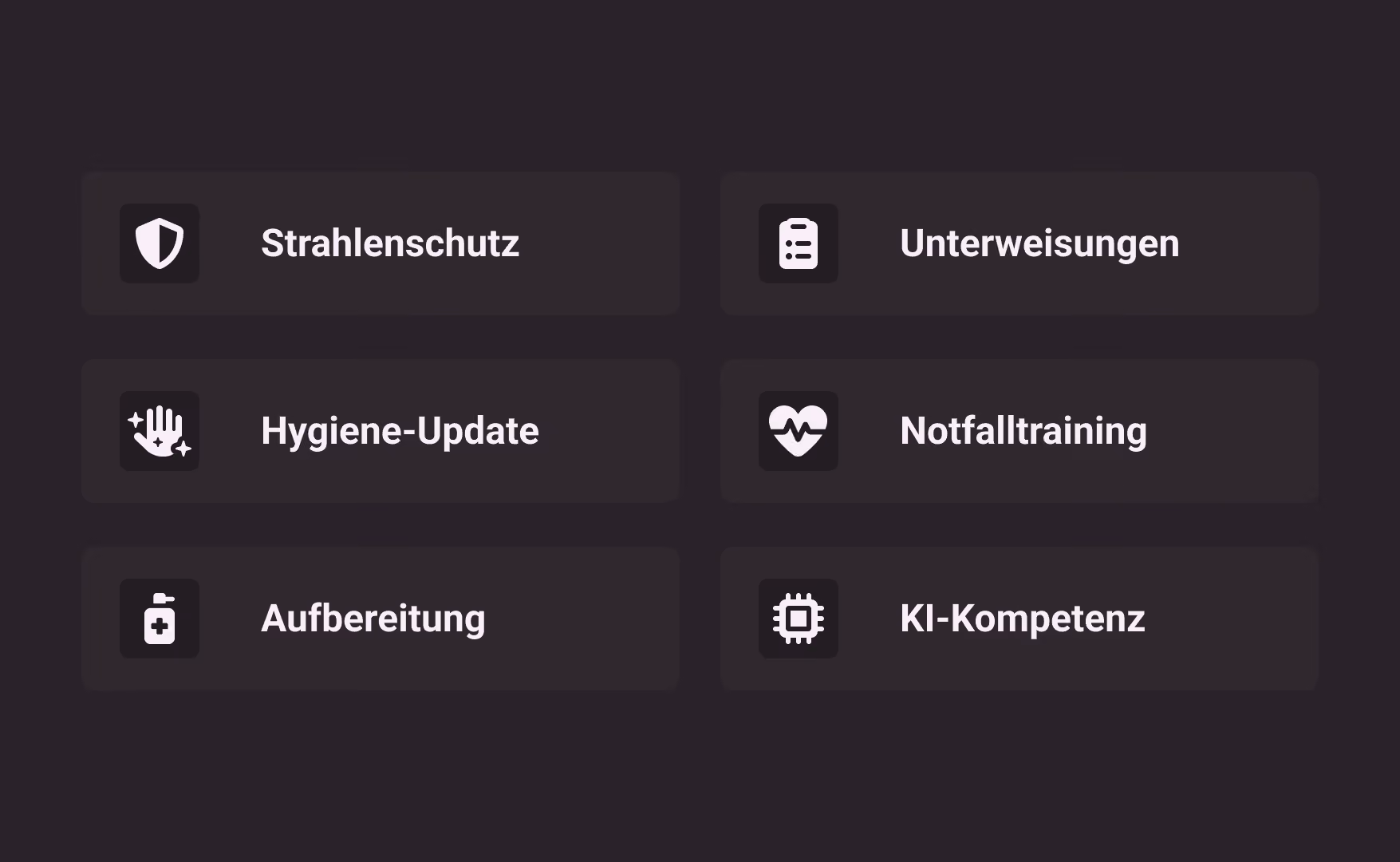 Eine Übersicht über Pflichtschulungen bei Crocodile mit Strahlenschutz, Hygiene-Update, Aufbereitung, Unterweisungen, Notfalltraining und KI-Kompetenz.