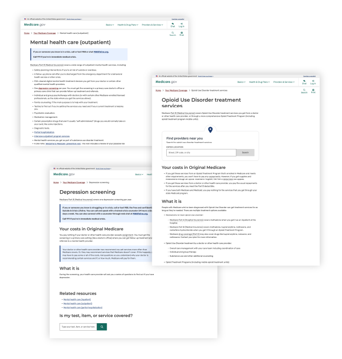 A series of screens from a website