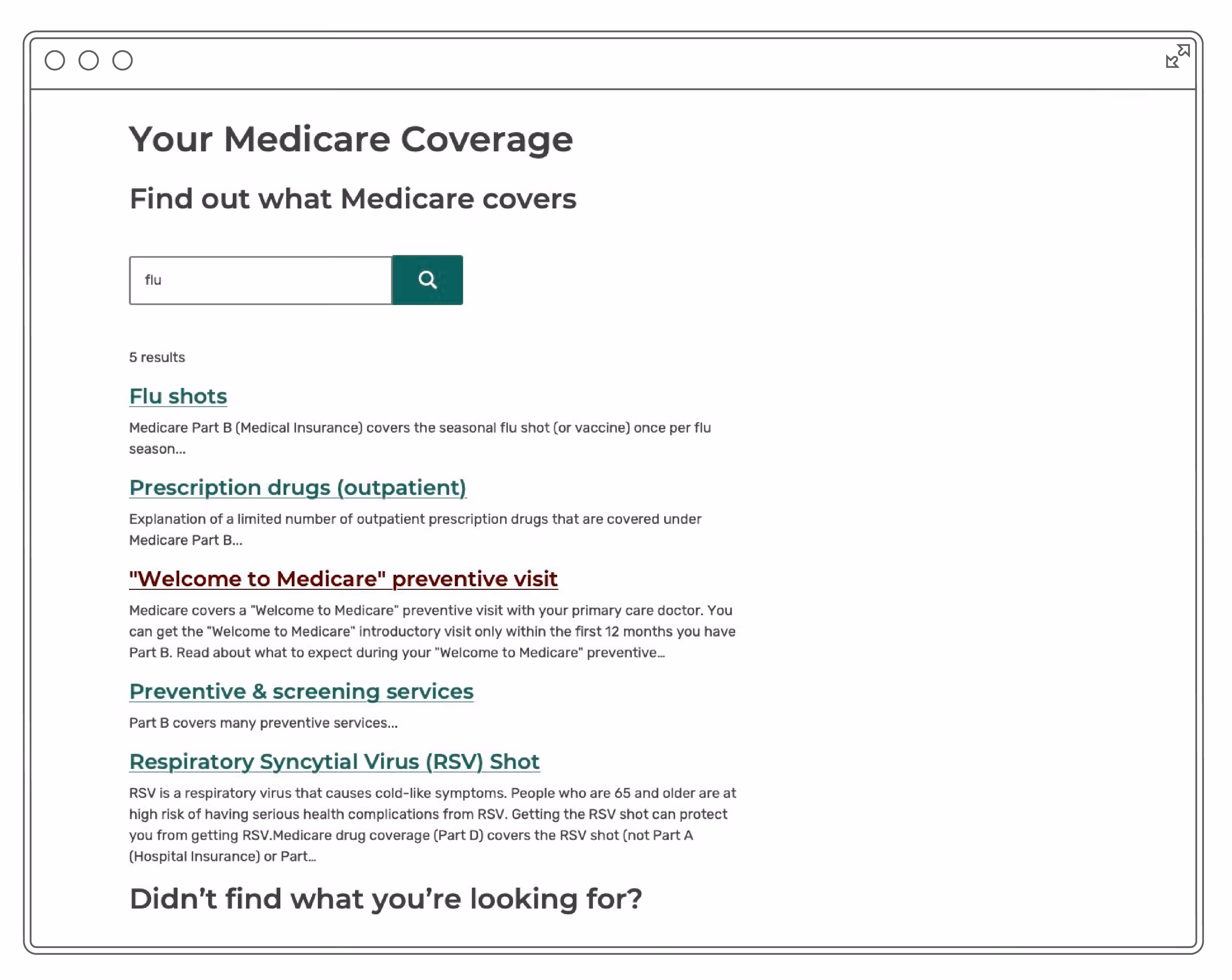 Keyword search for 'flu'