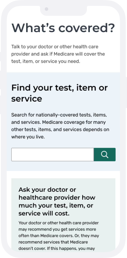 What's Covered page on mobile