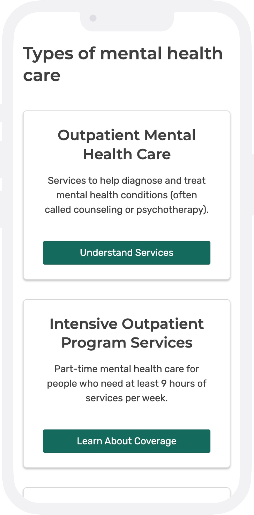 Mental health webpage