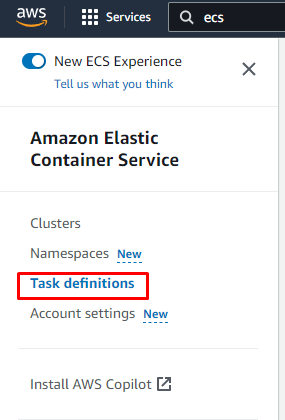 Create ECS Task Definition User Interface