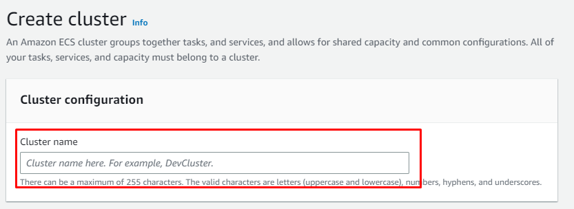 ECS Cluster Configuration User Interface