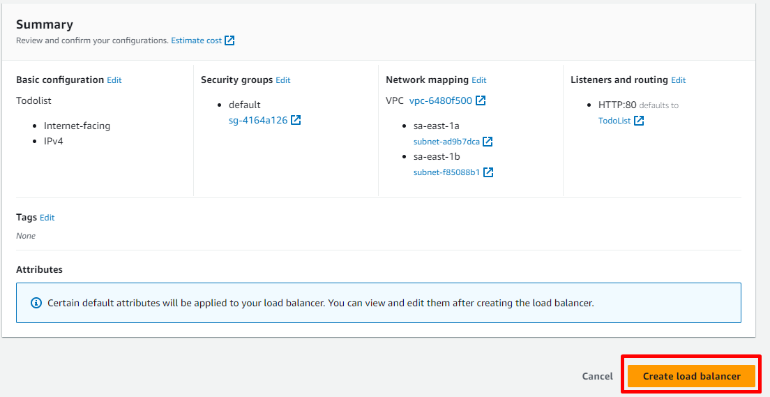 AWS ECS Service Load Balancer Configuration User Interface