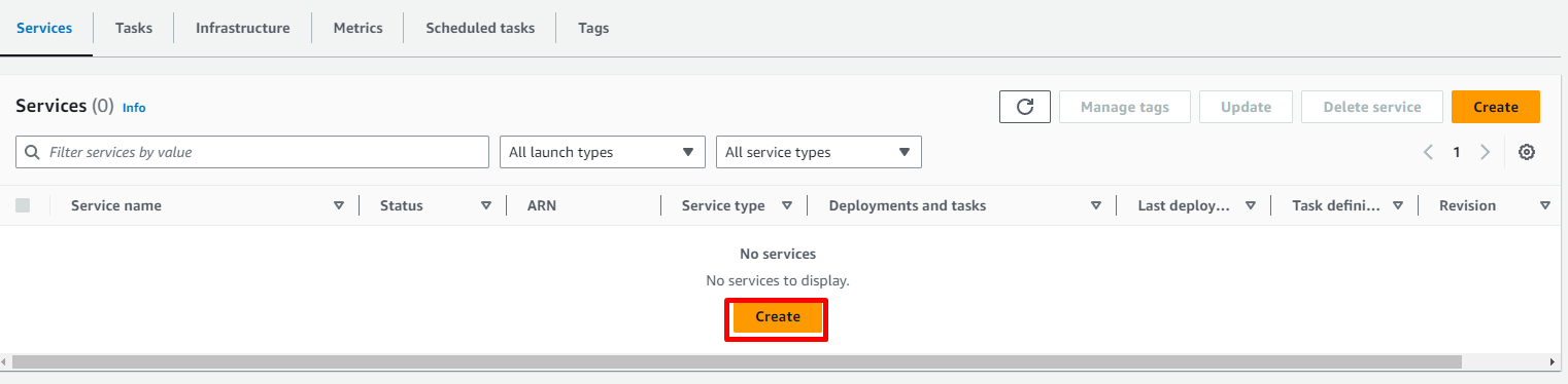 Create AWS Service Button