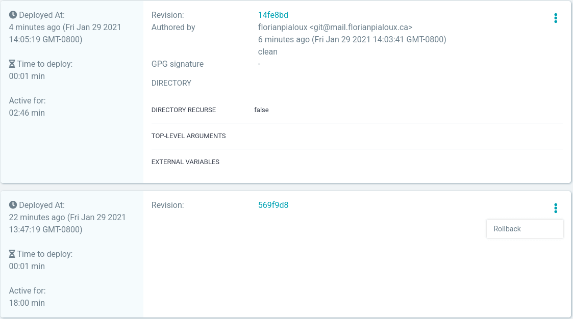 History and Rollback Application