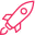 Simple red rocket icon with flames coming from its base, tilted diagonally upward.