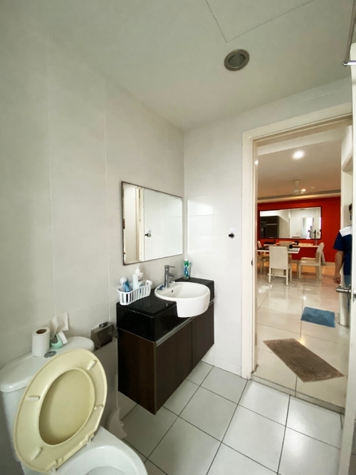 Renovation progress of a bathroom