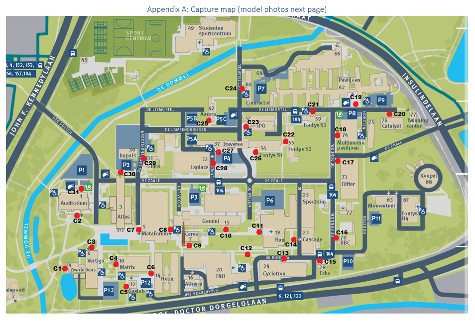 Map used to located the various capture points in the tu/e