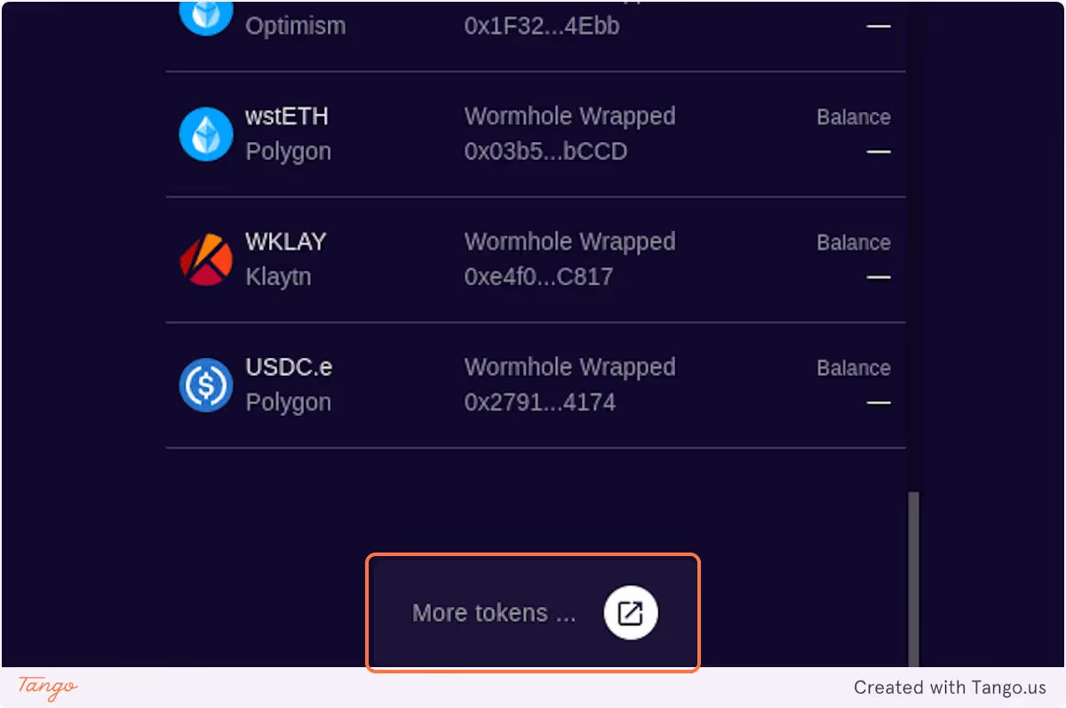 Click on More tokens ...